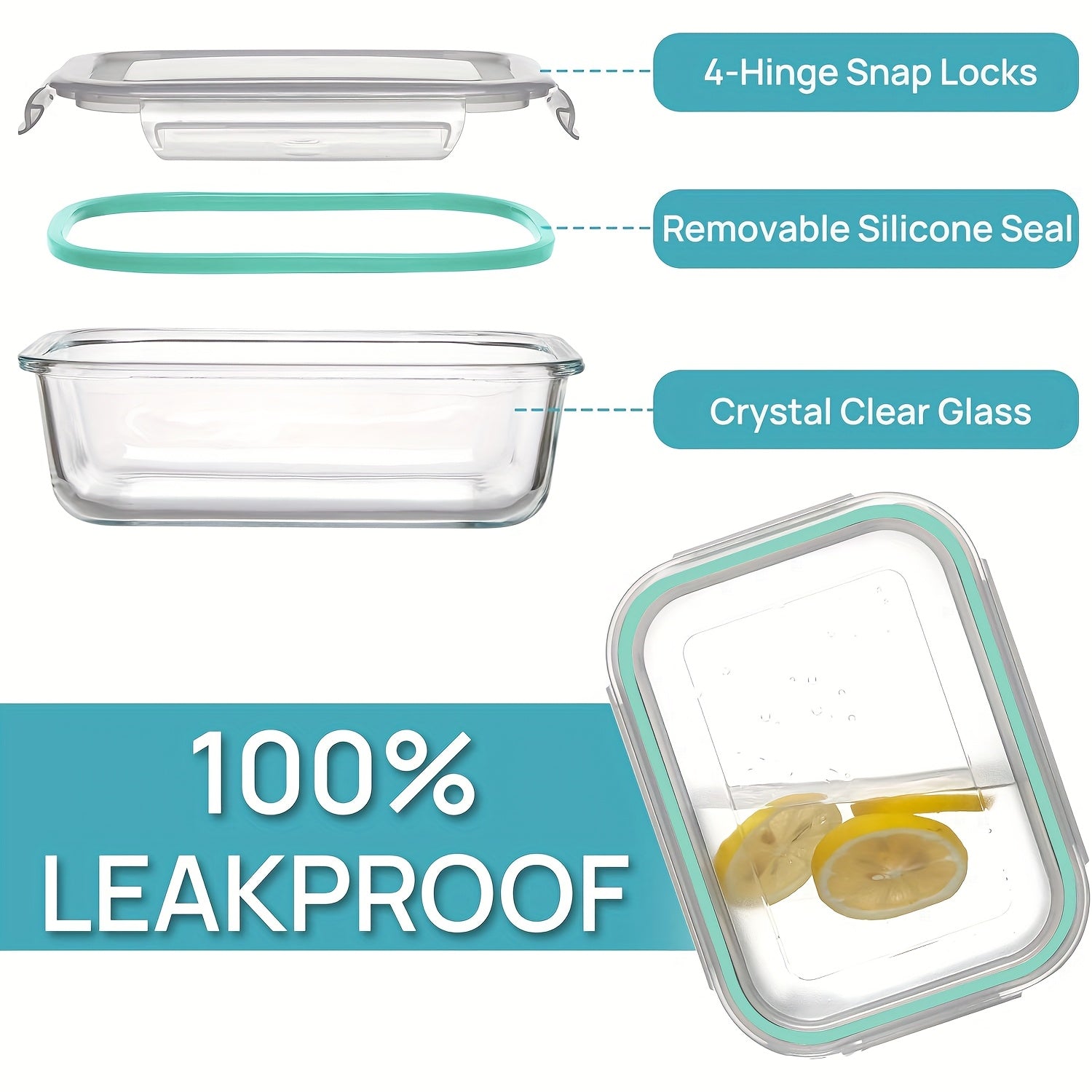 10 Glass Food Storage Containers, Pre-meal Preparation, Sealed Bento Boxes, Leak-proof Lock LIDS, Microwave Ovens, Lunch Boxes, Ovens, Refrigerators And Dishwashers, BPA-free, Containing Five Cleaning Sponges