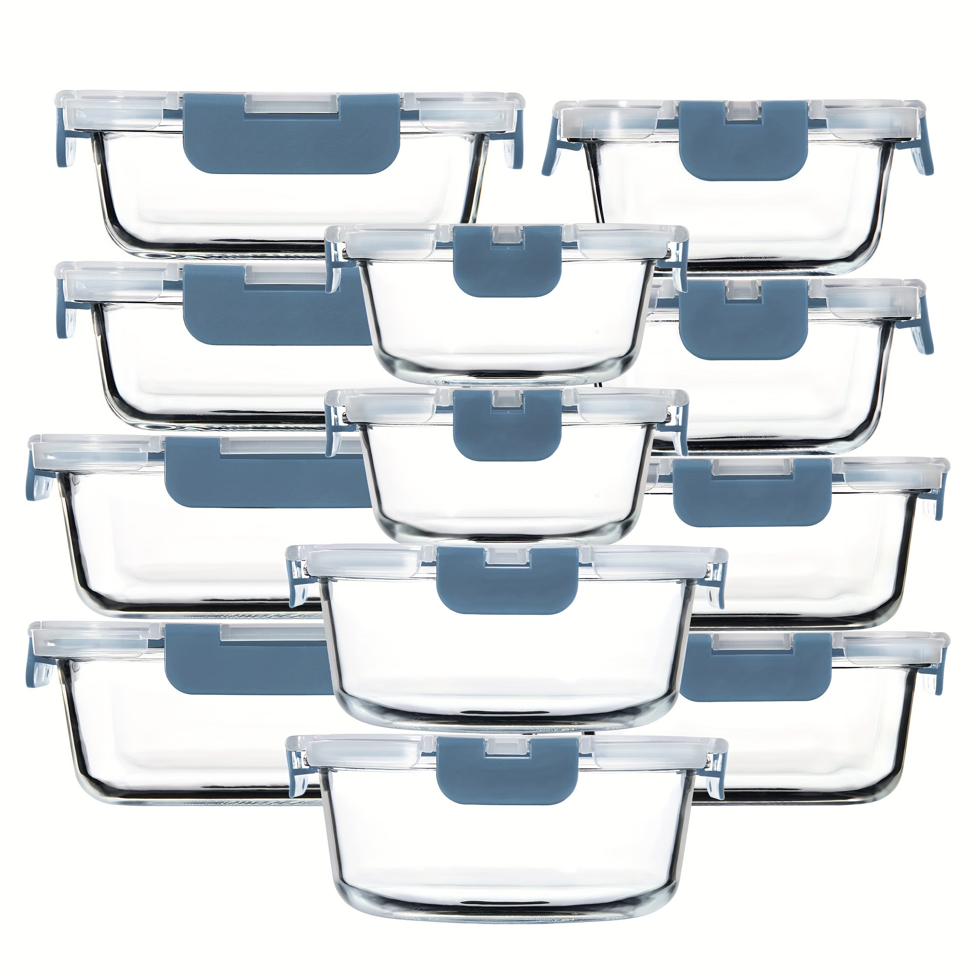 24 Pieces (12 Containers +12 Lids) High Borosilicate Sealed Lid Food Storage Container Glass, Reusable, Suitable For Food Storage In Microwave Ovens, Ovens, Refrigerators, Dishwashers, Offices, Schools, And Camping