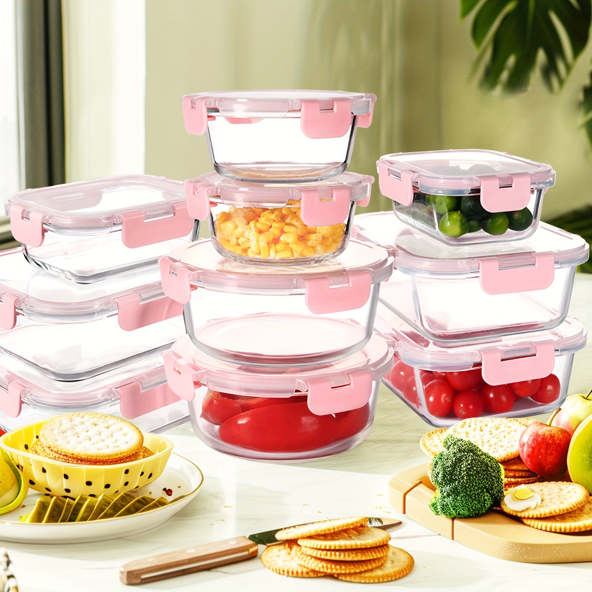 24 Pieces (12 Containers +12 Lids) High Borosilicate Sealed Lid Food Storage Container Glass, Reusable, Suitable For Food Storage In Microwave Ovens, Ovens, Refrigerators, Dishwashers, Offices, Schools, And Camping