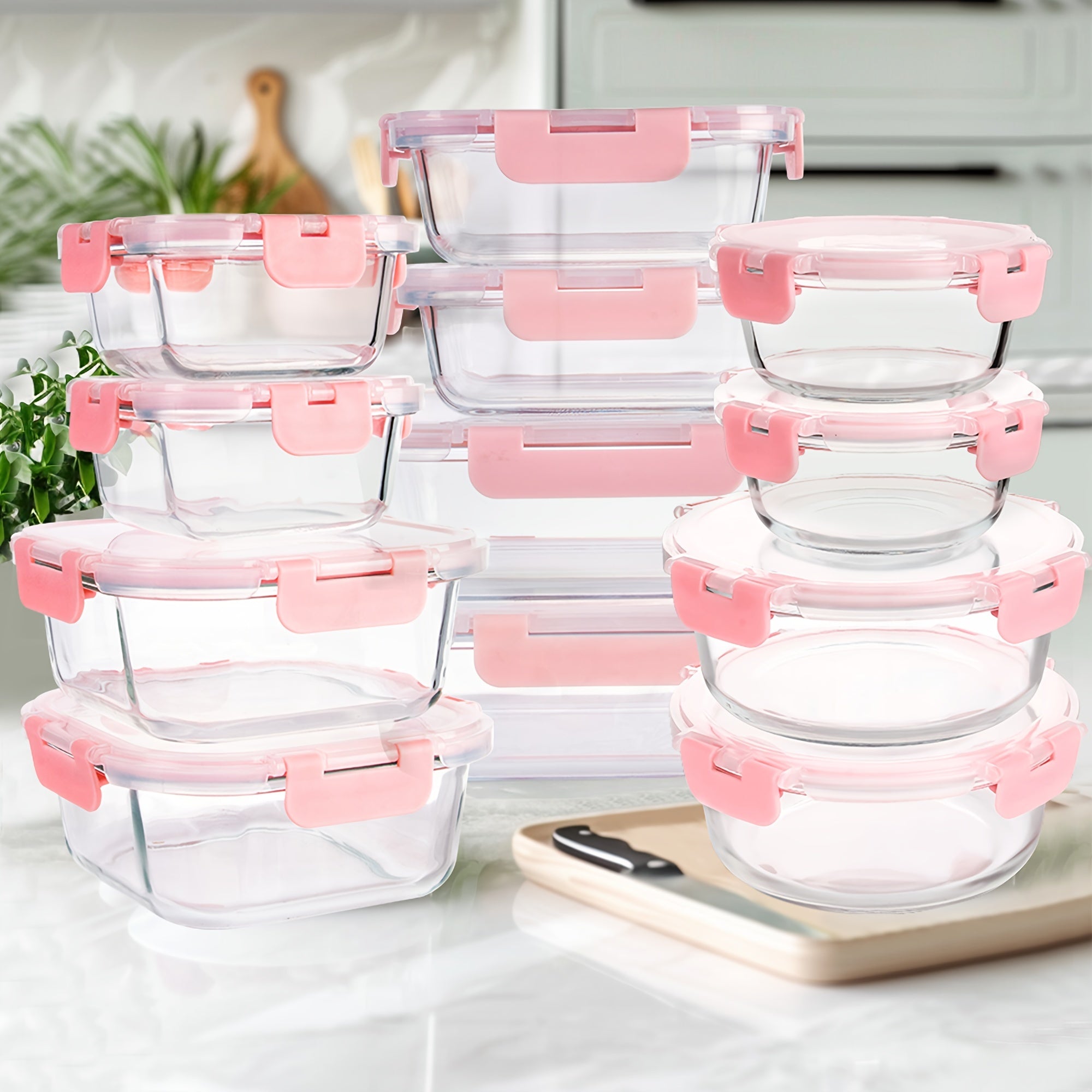 24 Pieces (12 Containers +12 Lids) High Borosilicate Sealed Lid Food Storage Container Glass, Reusable, Suitable For Food Storage In Microwave Ovens, Ovens, Refrigerators, Dishwashers, Offices, Schools, And Camping