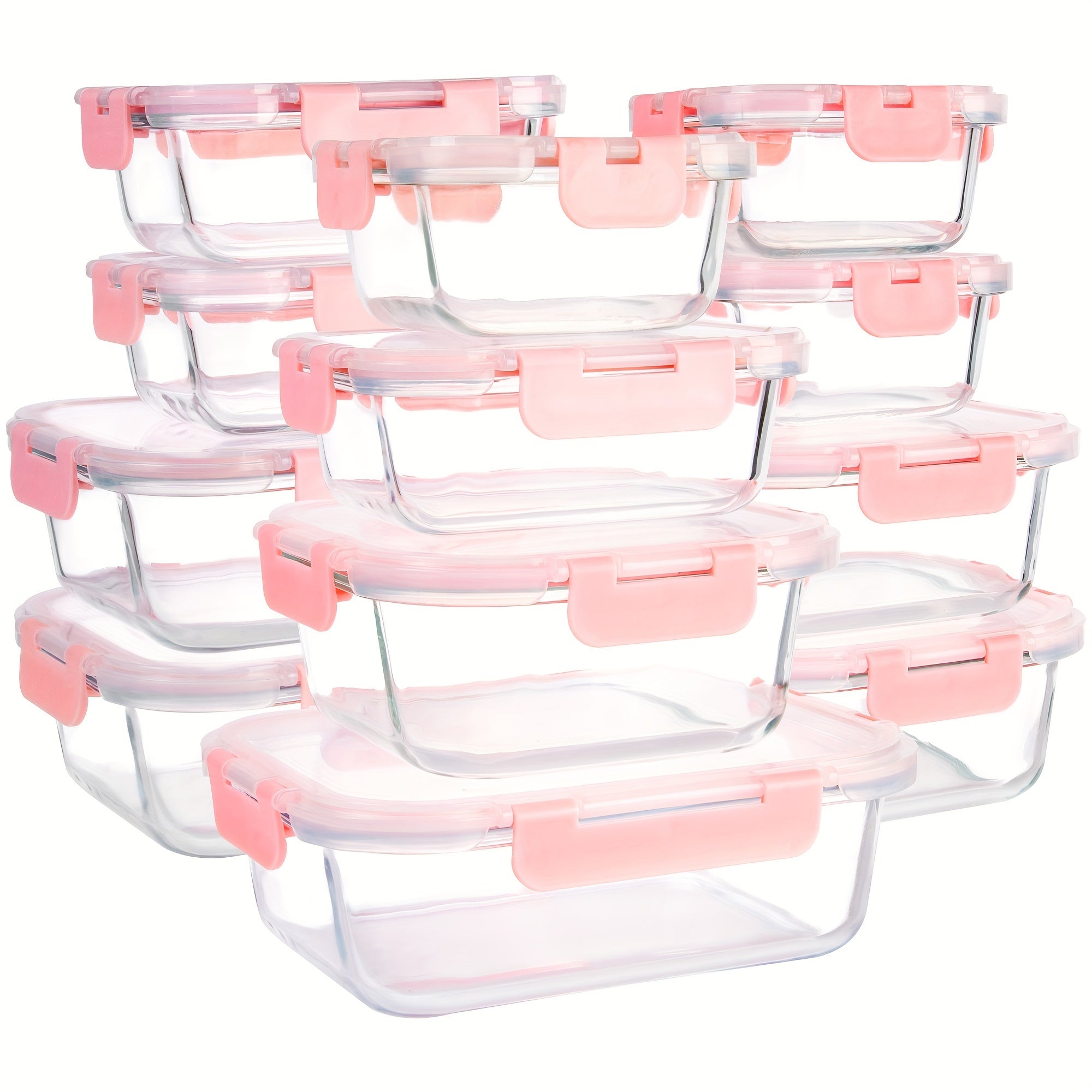 24 Pieces (12 Containers +12 Lids) High Borosilicate Sealed Lid Food Storage Container Glass, Reusable, Suitable For Food Storage In Microwave Ovens, Ovens, Refrigerators, Dishwashers, Offices, Schools, And Camping