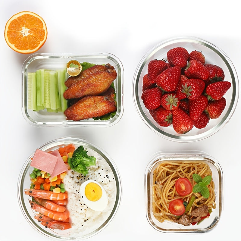 24pcs (12 LIDS + 12 Glass Bowls) Glass Meal Preparation Containers, Reusable And Stackable Food Storage Containers With LIDS That Are Leak-proof For Camping, Picnics, Schools, Offices And Colleges, Kitchen Storage Boxes And Kitchen Accessories