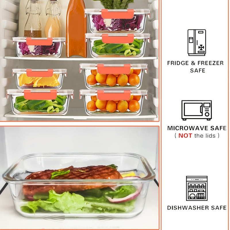 Glass Food Storage Containers with Lids - Leakproof Lunch Box Set for Meal Prep, Office Lunches & Pantry Organization, Reusable Household & Kitchen Essentials 2/10pcs