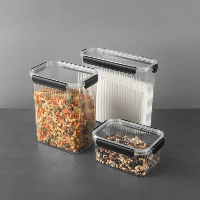 6pcs Glass Food Storage Container Set with Airtight Snap-Lock Lids - BPA-Free, Microwave Safe, Clear Stackable Pantry Organizers with Black Knobs (Large 21.3+7.3+20.5 Cup Capacity) for Cakes, Leftovers, Dry Goods - Ideal for Kitchen & Dining, Ideal Gift