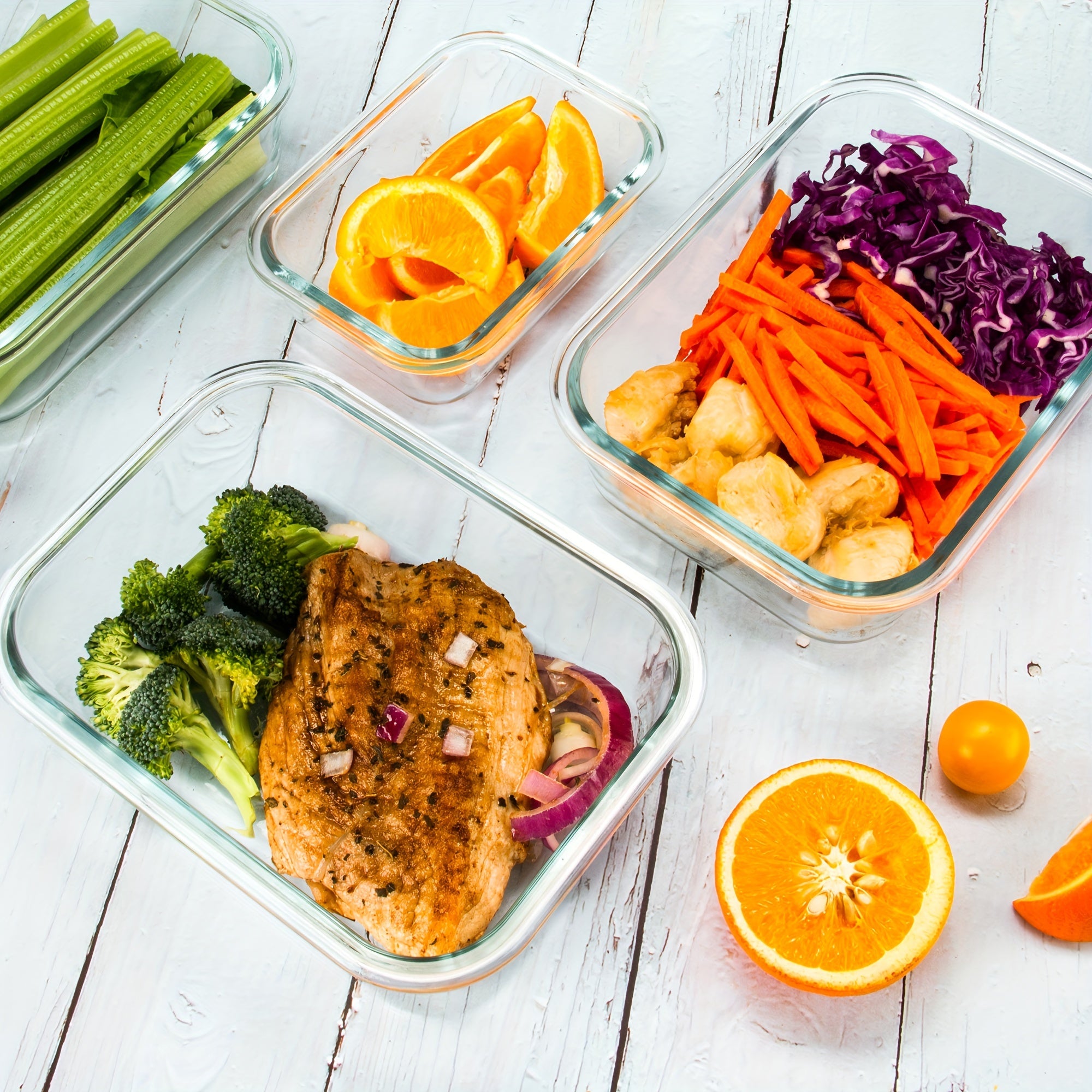 [10 Pack] Glass Meal Prep Containers, Food Storage Containers with Lids Airtight, Glass Lunch Boxes, Microwave, Oven, Freezer and Dishwasher Safe, Orange