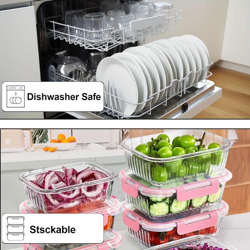 21pcs (10 Glass Bowls + 10 Sealed LIDS +1 Dishcloth) Of High Borosilicate Sealed Lid Food Storage Container Glass, Reusable, Suitable for Food Storage In Microwave Ovens, Ovens, Refrigerators, Dishwashers, Offices, Schools And Camping