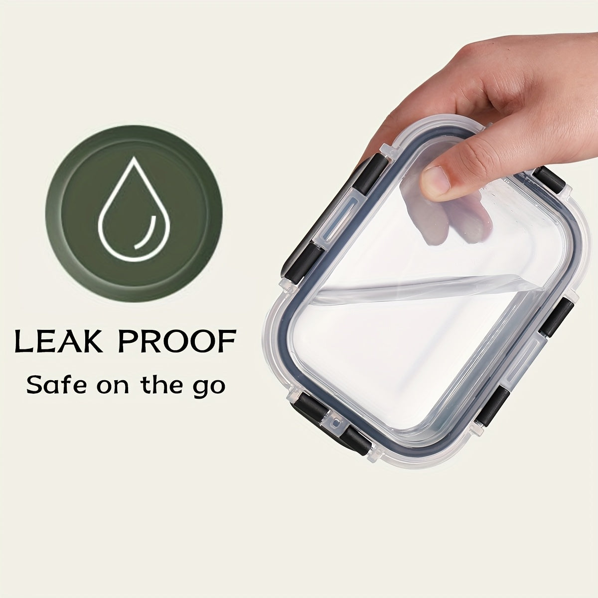 Glass Crisper Set with Lid, Glass Food Container, Thickened Lead-Free Glass, Suitable for Lunch, Meal Preparation, Refrigerator, Freezer, Bento Container, Sealed Snap Lid, Bisphenol A Free