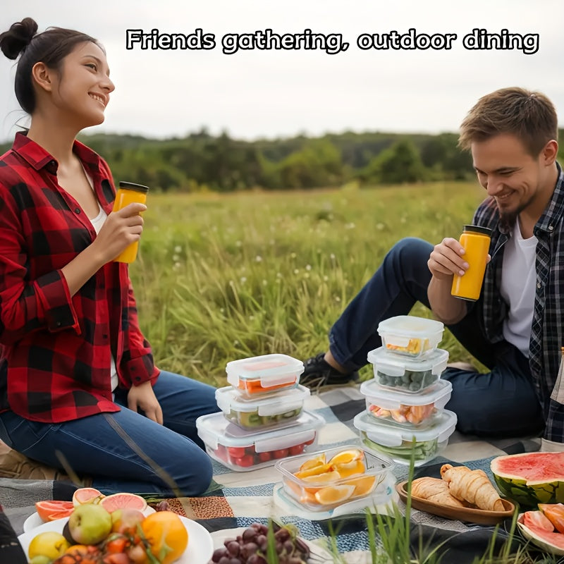 8pcs Glass Food Storage Containers with Leak-Proof Sealing Lids, Bento Boxes, Microwave, Oven, Freezer And Dishwasher Safe