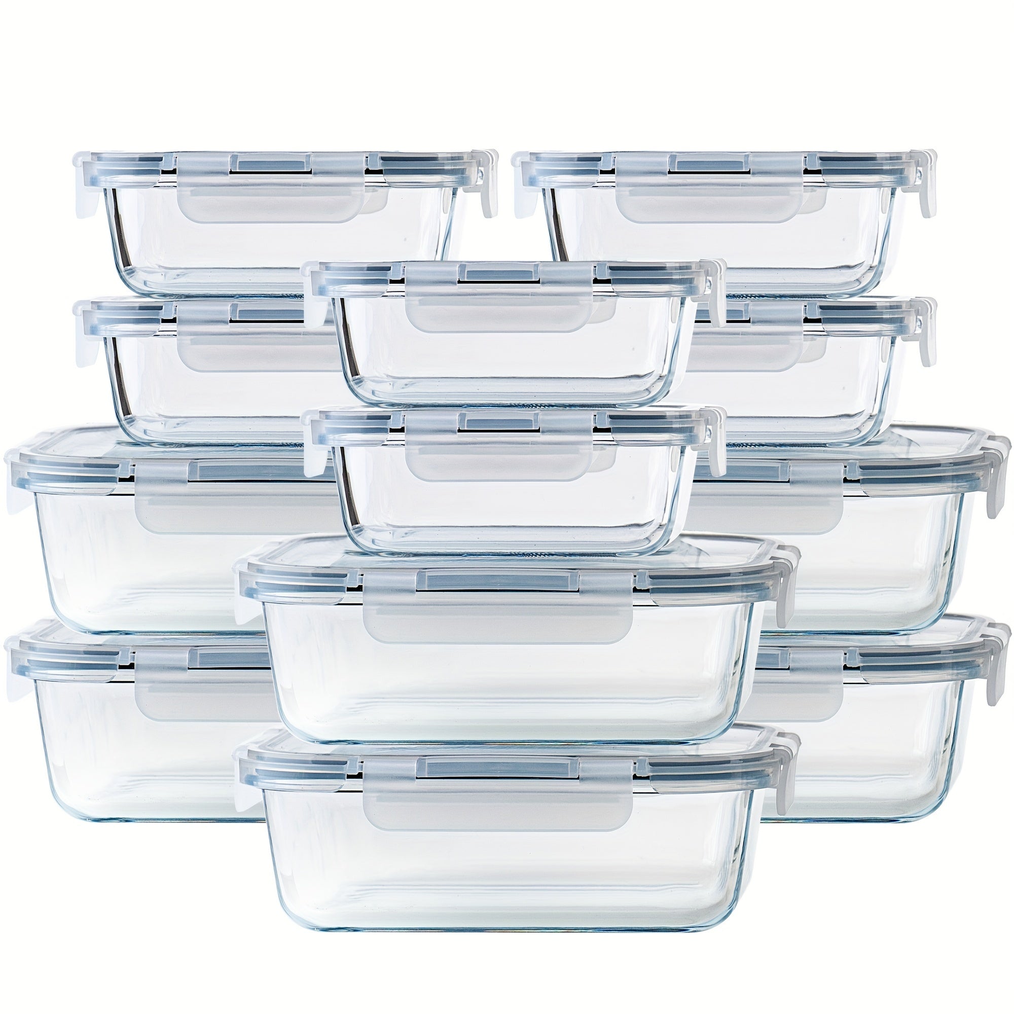 [12-PACK] Glass Food Storage Containers Set, Glass Food Meal Prep Containers with Leakproof Airtight Lids, Perfect for Home Kitchen Office Lunch Portion Control