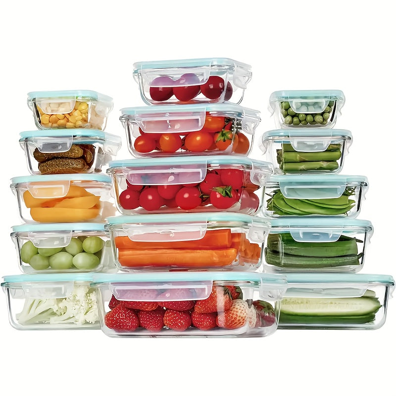 15/12/6pcs Set of Glass Food Storage Containers with Lids, Meal Prep Containers, and Leak-Proof Locking Lunch Boxes for Microwave, Oven, Freezer, and Dishwasher Safe
