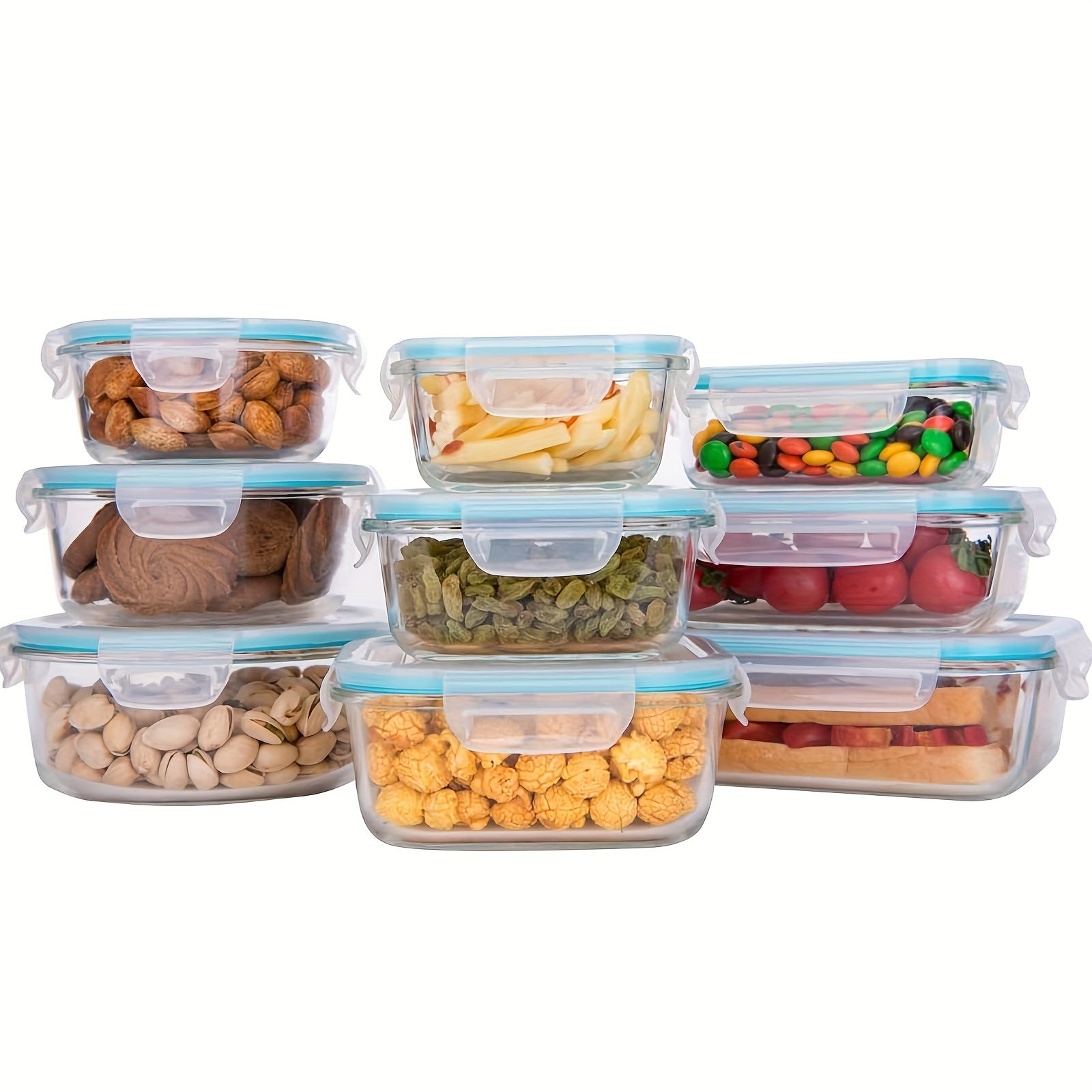 [18pcs] Meal Prep Containers With Lids, Glass Food Storage Containers For Food Storage, BPA Free & Leak Proof (9 Lids & 9 Containers)