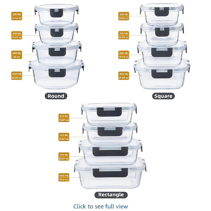 Fresh Box 24pcs (12 Lids + 12 Boxes) Food Pantry Kitchen Storage Container, Lunch Glass Meal Preparation Container, Glass Storage Container With Cover
