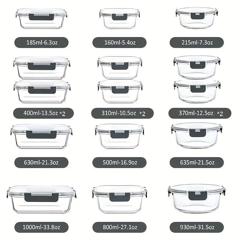 24pcs (12 Containers 12 Lids) Glass Food Storage Containers with Lids, Meal Prep, Pantry Kitchen Lunch Storage Containers, Leak Proof, Sealed Glass Lunch Box for Microwave, Oven, Fridge And Dishwasher