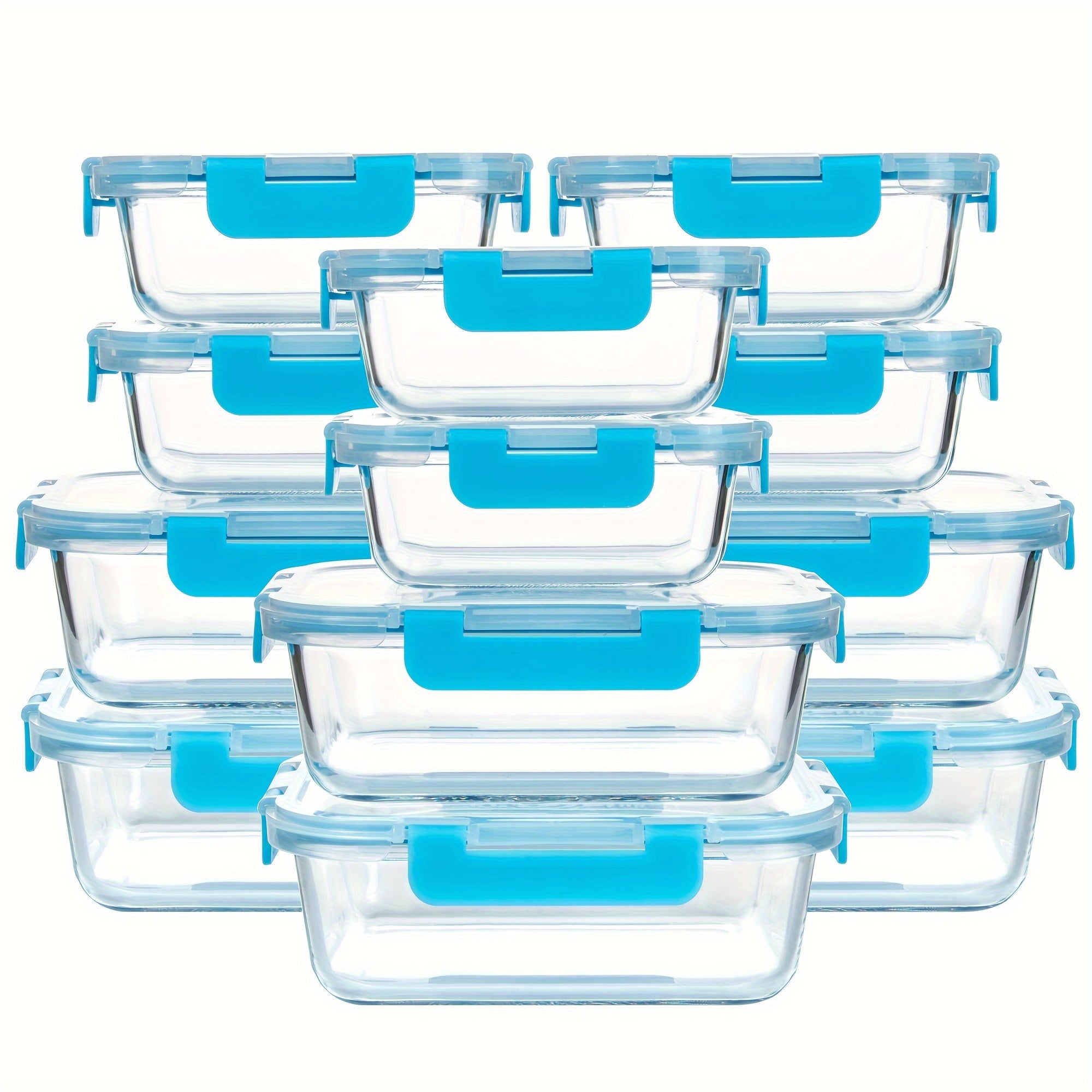 [12-PACK] Glass Food Storage Containers Set, Glass Food Meal Prep Containers with Leakproof Airtight Lids, Perfect for Home Kitchen Office Lunch Portion Control