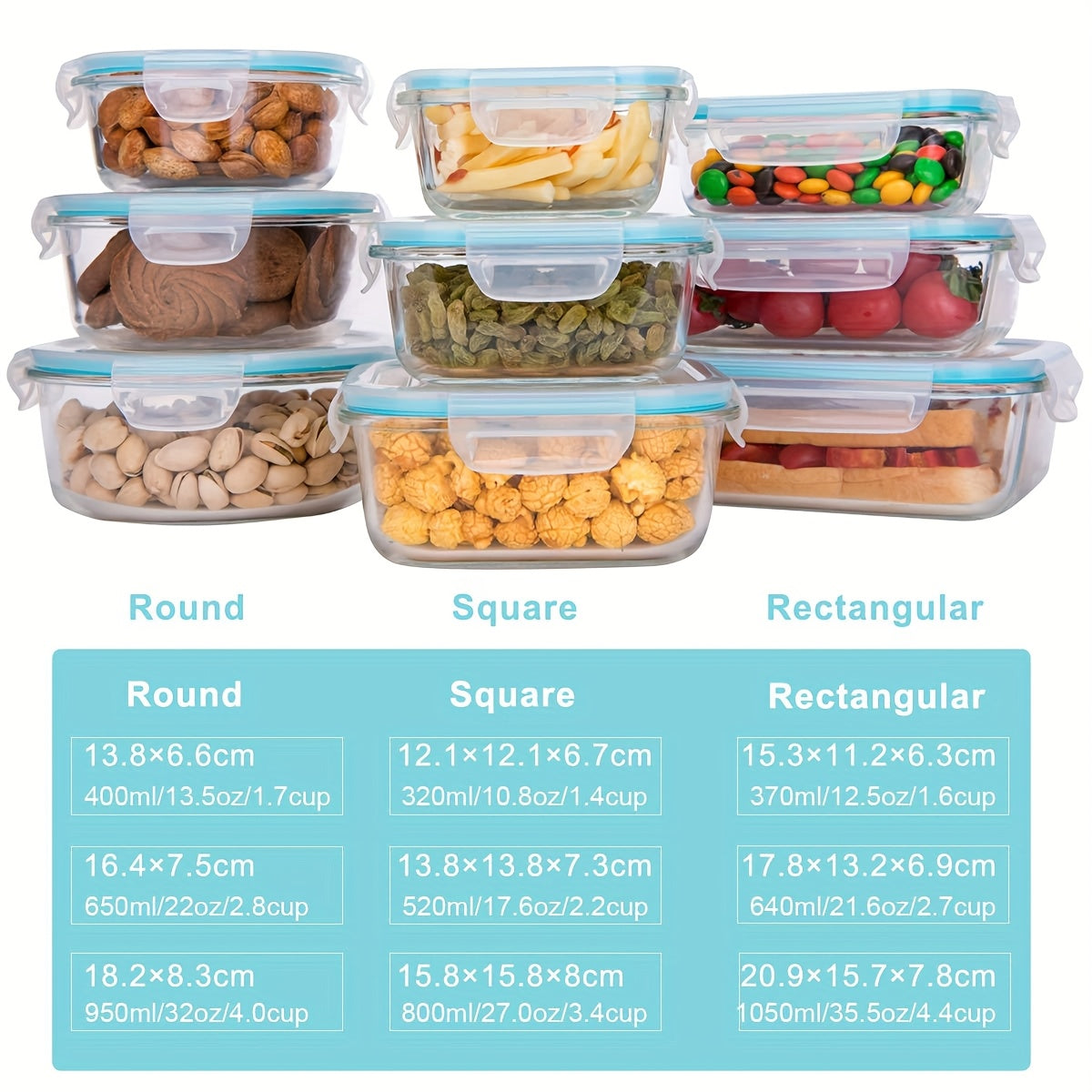[18pcs] Meal Prep Containers With Lids, Glass Food Storage Containers For Food Storage, BPA Free & Leak Proof (9 Lids & 9 Containers)