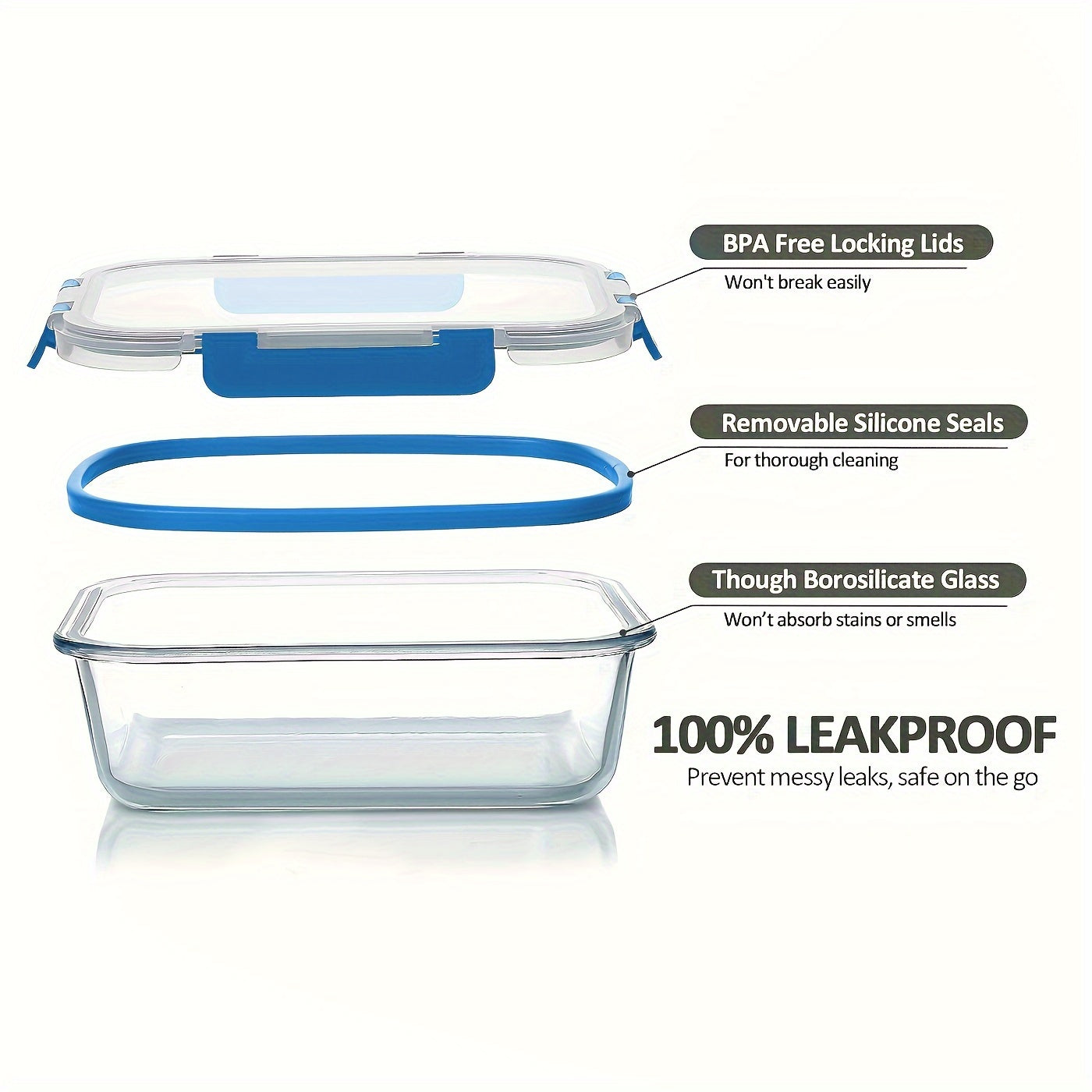 HIHEGD 30 Pieces Glass Food Storage Containers With Snap Locking Lids, Glass Meal Prep Containers Set - Airtight Lunch Containers, Microwave, Oven, Freezer And Dishwasher