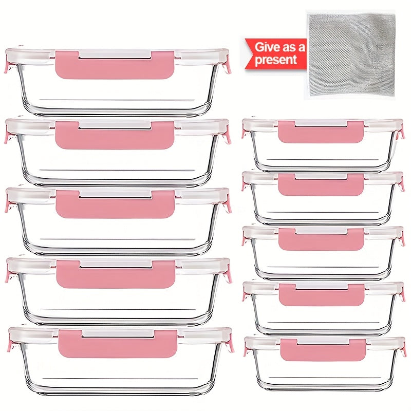 20pcs Large-Capacity Glass Food Storage Container Set with Blue Lids - Reusable, Microwave & Freezer Safe, Square Containers for Meal Prep, Refrigerator Organization, and More