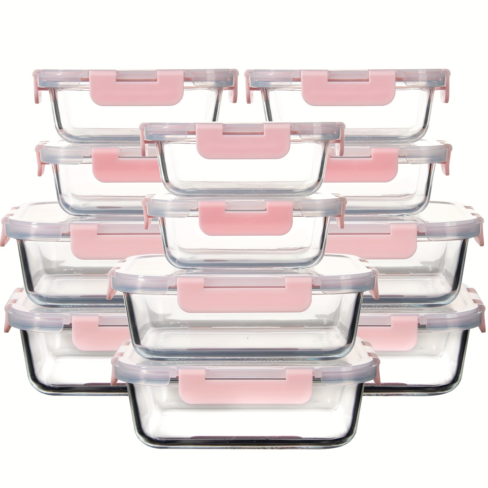 [12-PACK] Glass Food Storage Containers Set, Glass Food Meal Prep Containers with Leakproof Airtight Lids, Perfect for Home Kitchen Office Lunch Portion Control
