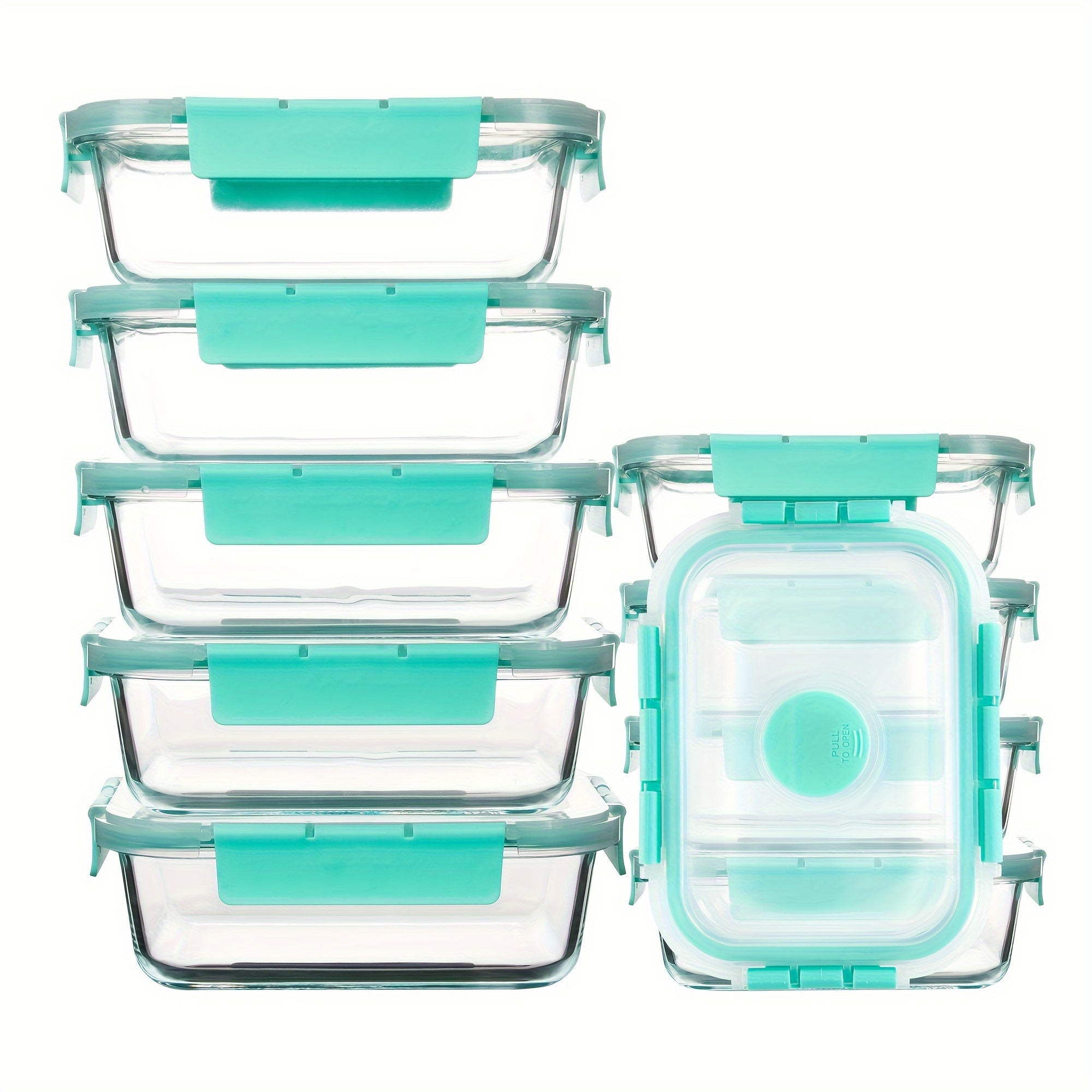 Glass Meal Prep Containers with Steam Vent, Food Storage Containers with Airtight Lids, for Home Kitchen Office Lunch Portion Control