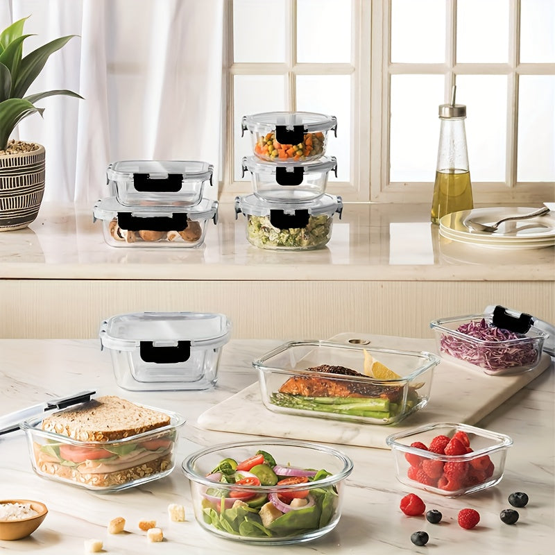 12pcs Airtight Glass Food Storage Containers with Lids Set - BPA-Free Leak-Proof Meal Prep Containers, Microwave, Oven, Freezer & Dishwasher Safe, 15 Containers + 15 Lids, Clear Glass for Visibility, Perfect for Lunch Prep, Fruits, Veggies, Leftovers -