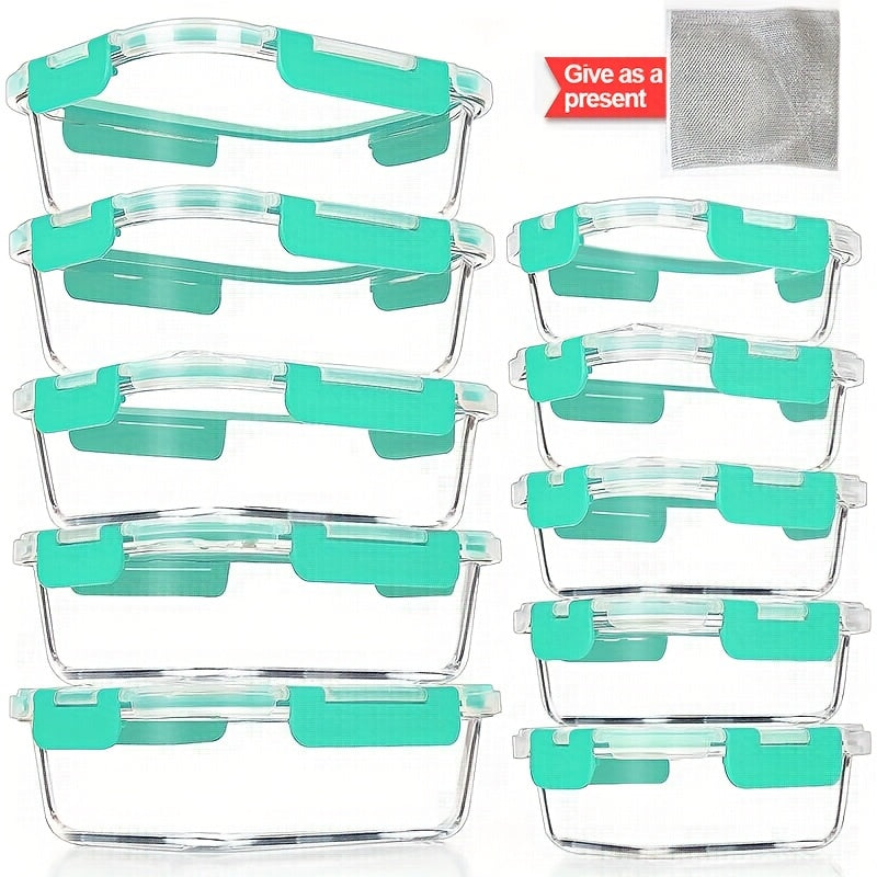Glass Food Storage Containers with Lids - Leakproof Lunch Box Set for Meal Prep, Office Lunches & Pantry Organization, Reusable Household & Kitchen Essentials 2/10pcs