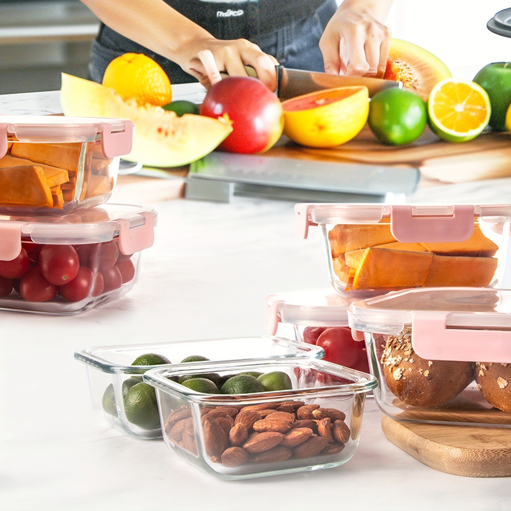 24 Pieces (12 Containers +12 Lids) High Borosilicate Sealed Lid Food Storage Container Glass, Reusable, Suitable For Food Storage In Microwave Ovens, Ovens, Refrigerators, Dishwashers, Offices, Schools, And Camping
