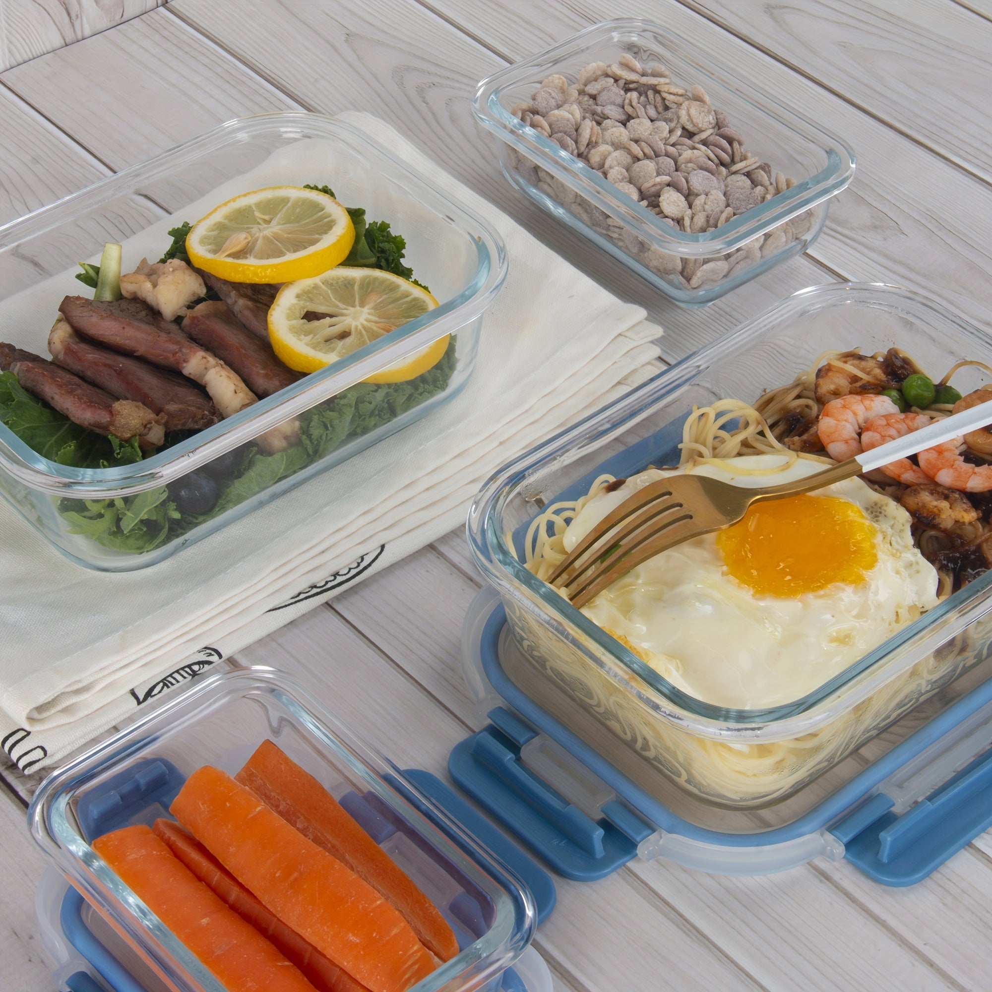 [12-PACK] Glass Food Storage Containers Set, Glass Food Meal Prep Containers with Leakproof Airtight Lids, Perfect for Home Kitchen Office Lunch Portion Control