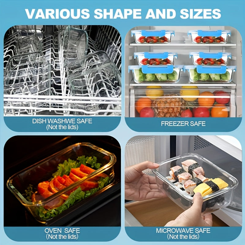24pcs (12 LIDS + 12 Glass Bowls) Glass Meal Preparation Containers, Reusable And Stackable Food Storage Containers With LIDS That Are Leak-proof For Camping, Picnics, Schools, Offices And Colleges, Kitchen Storage Boxes And Kitchen Accessories