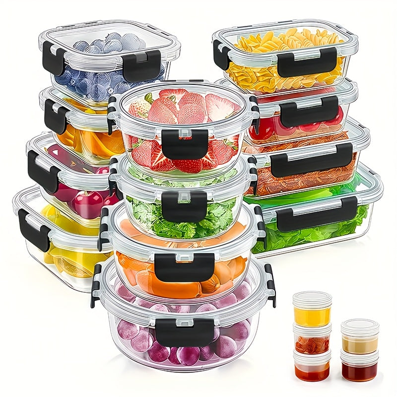 24pcs (12 Containers 12 Lids) Glass Food Storage Containers with Lids, Meal Prep, Pantry Kitchen Lunch Storage Containers, Leak Proof, Sealed Glass Lunch Box for Microwave, Oven, Fridge And Dishwasher