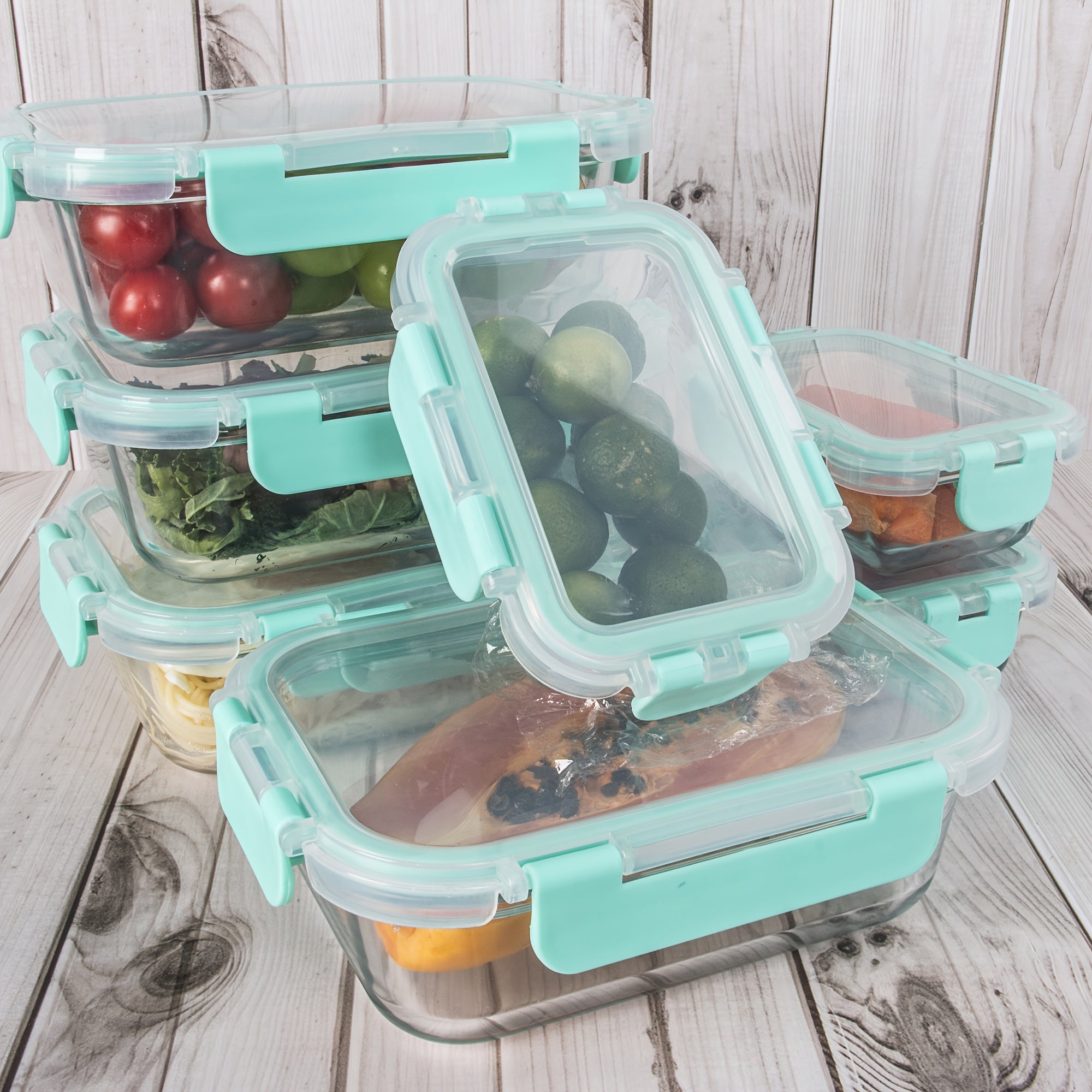 [12-PACK] Glass Food Storage Containers Set, Glass Food Meal Prep Containers with Leakproof Airtight Lids, Perfect for Home Kitchen Office Lunch Portion Control